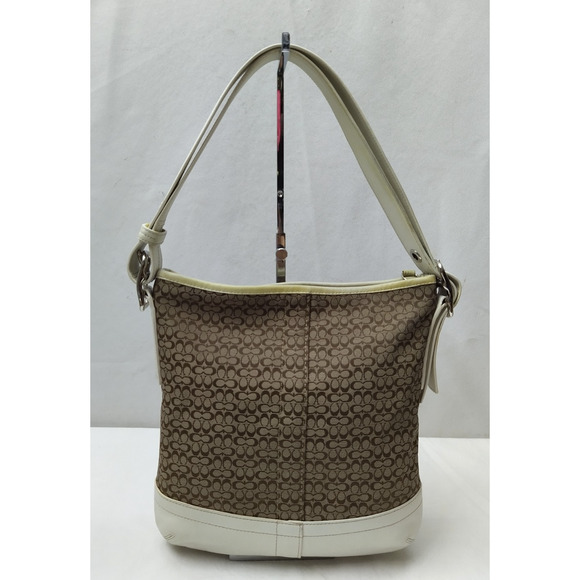 Coach Signature Brown Canvas Leather Trim Crossbody Shoulder Bag - Picture 2 of 16